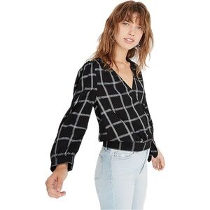 Madewell Wrap Top in Windowpane XXS